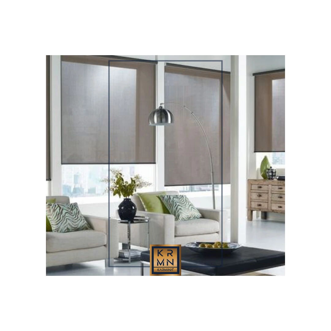 screen stor perde oturma odası kahverengi